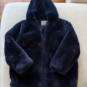 Zara Dark Blue Kids Faux Fur Coat